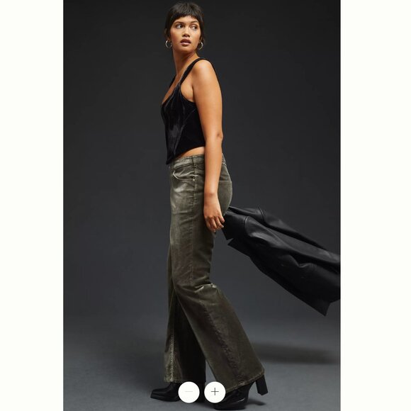 Pilcro Demilune Mid-Rise Bootcut Charcoal Velvet Jeans NWOT 16W - Picture 4 of 7